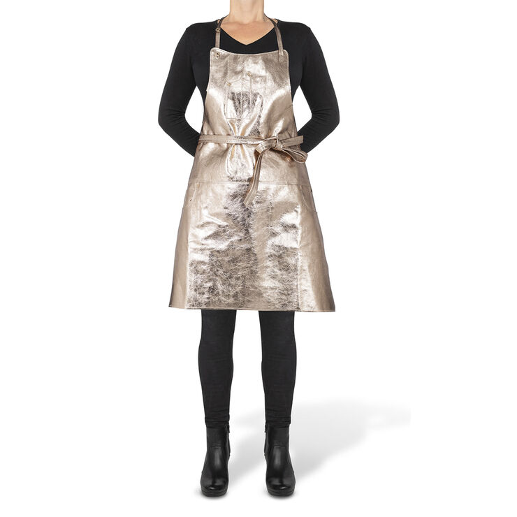 Five Pockets Apron, Slim Fit, Full Grain Leather Pearly Rose