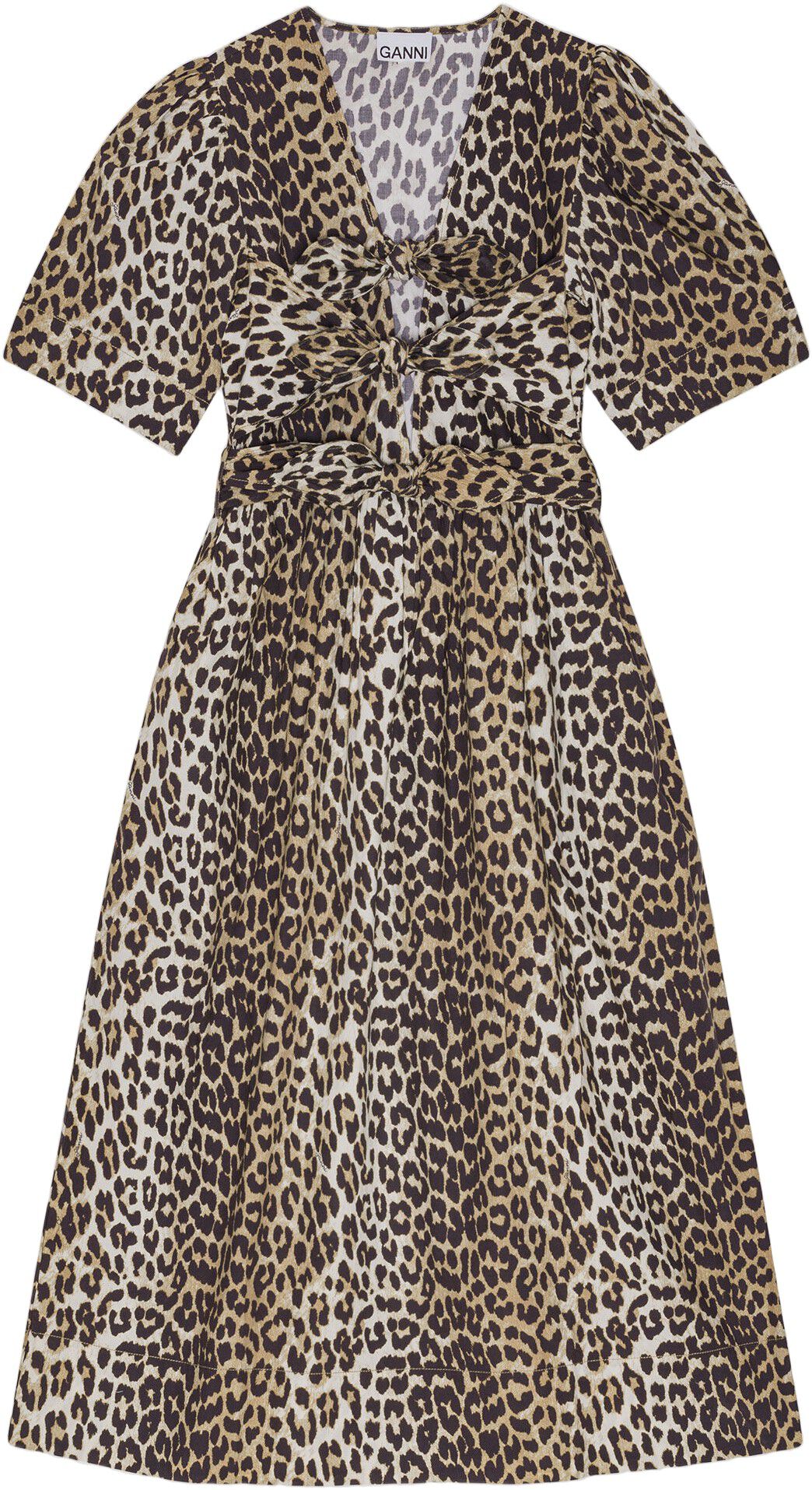 Printed Cotton Tie Strap Midi Dress