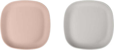 Plate silicone 2-pack rose/feather grey