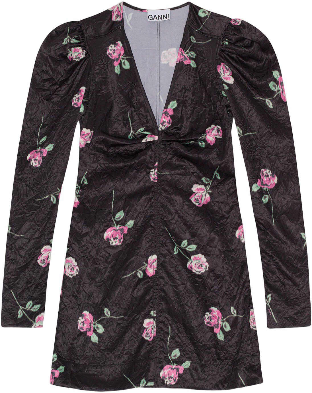 V-ringad minikl&auml;nning i krusad satin