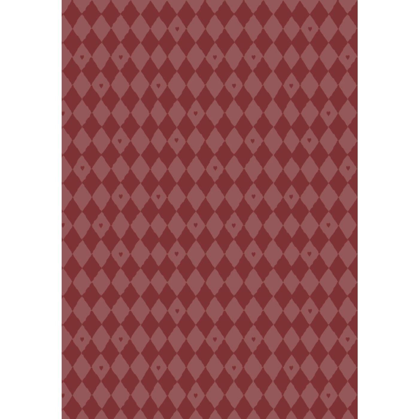 Papirrulle harlekin m/hjerter r&oslash;d/desert rose