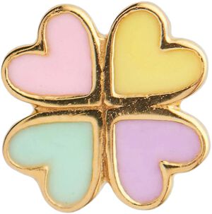 Love Heart Clover Enamel Ørering - Forgyldt