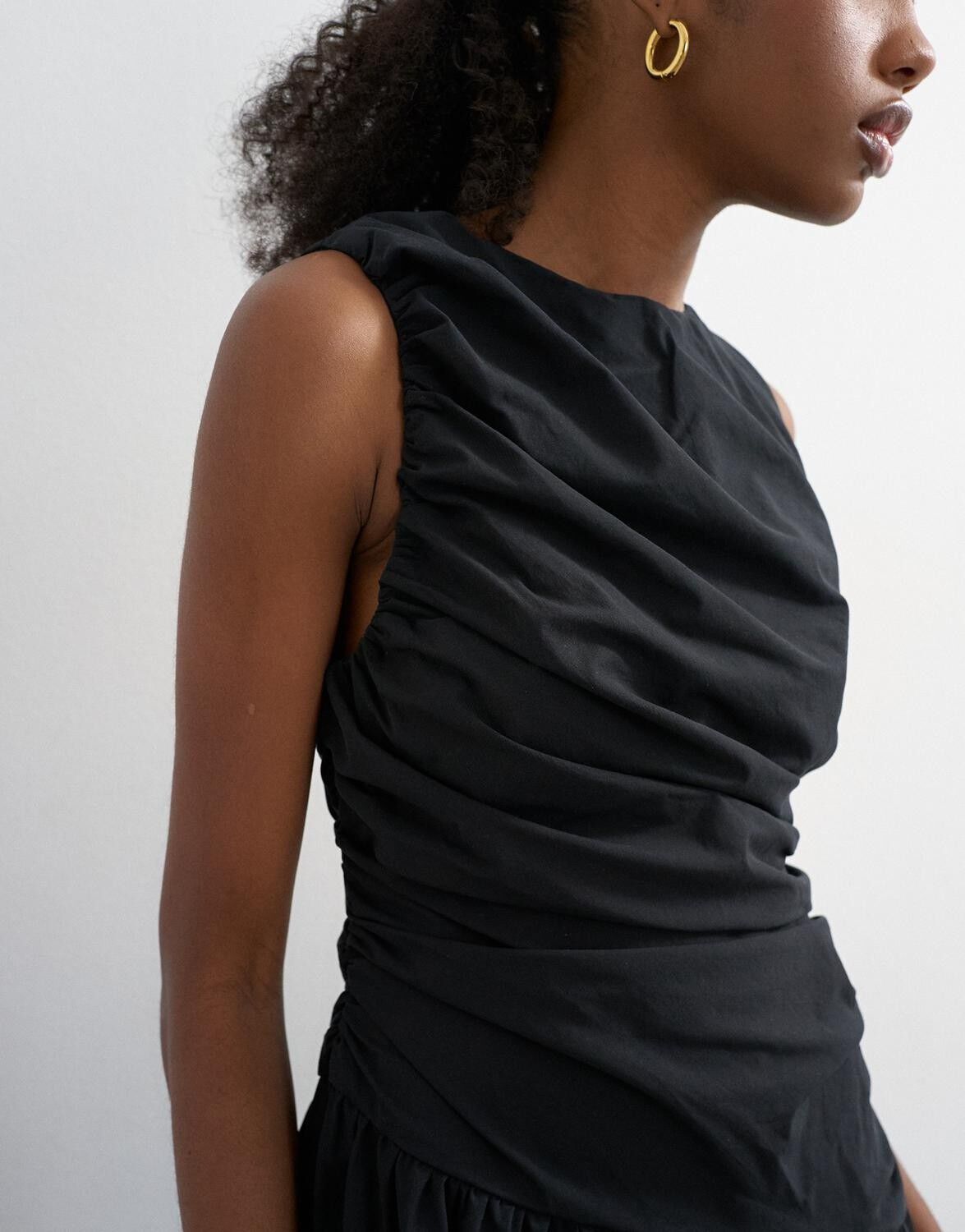 Tscaros Poplin Ruched Maxi Dress Wvn