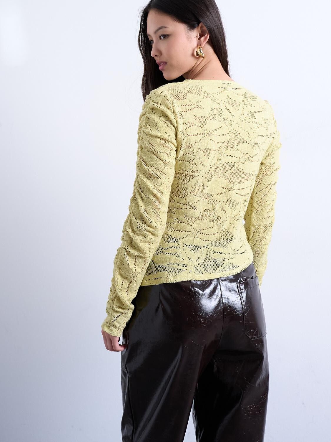 Tsheidi Lace Ls Boatneck Top Wvn