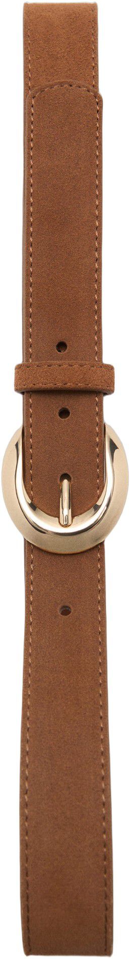 Leather belt with oval buckle