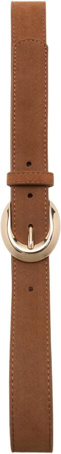 Leather belt with oval buckle
