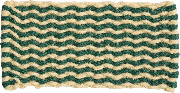 Coco Door Mat-Stripe Wave-Dark green and white