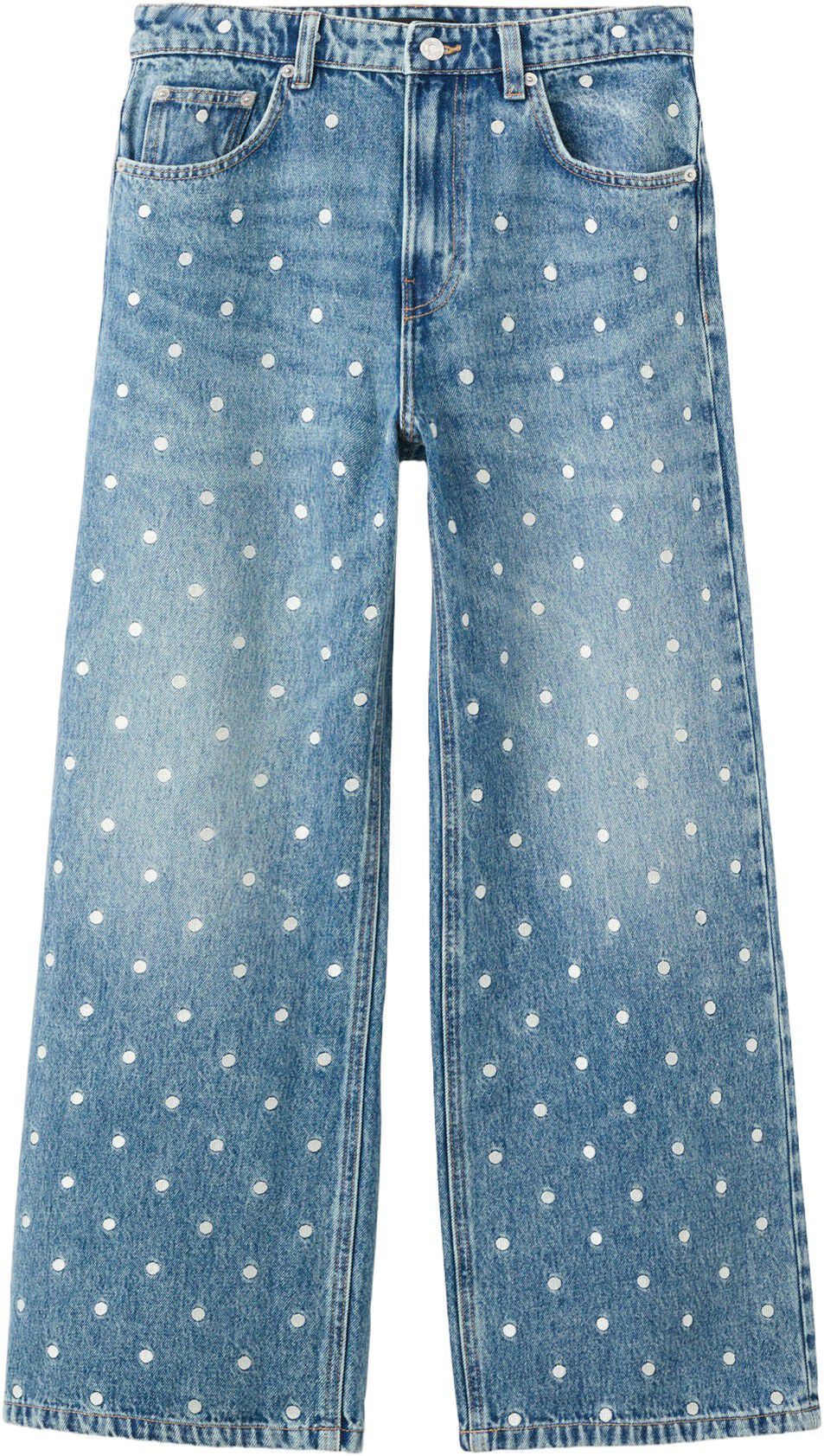 Polka dot straight-leg jeans