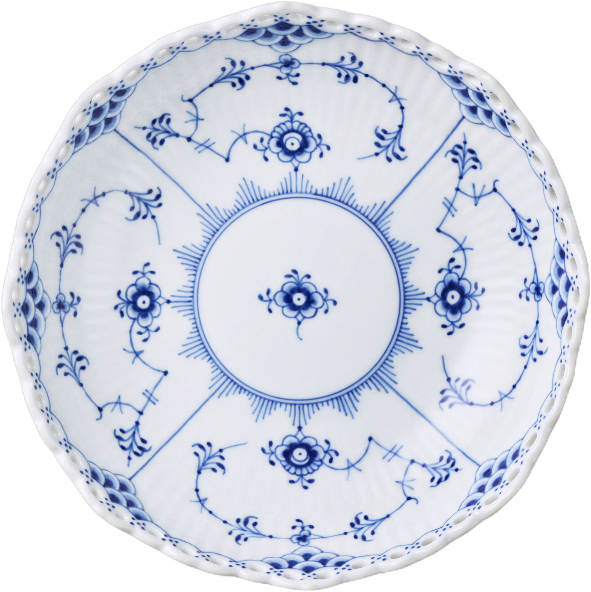 Blue Fluted FL Bowl on Foot 37cl