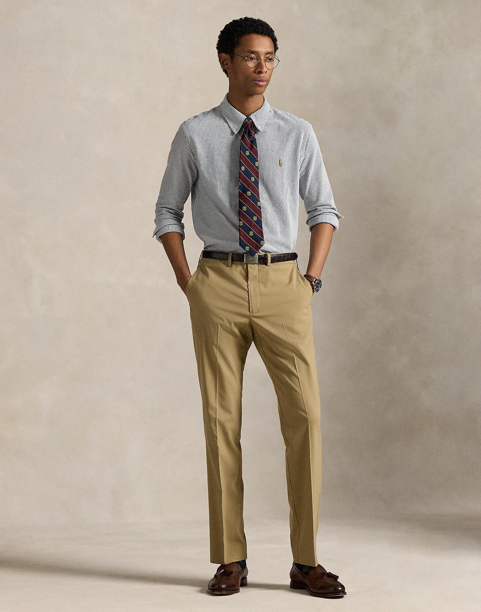 Striped Knit Oxford Shirt