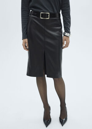 Faux-leather pencil skirt