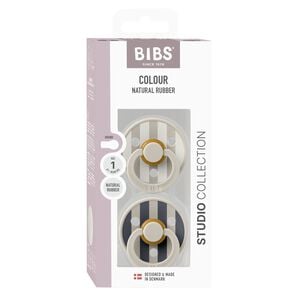 BIBS Pacifier Studio Colour 2 PACK Block Latex Size 1 Sand M