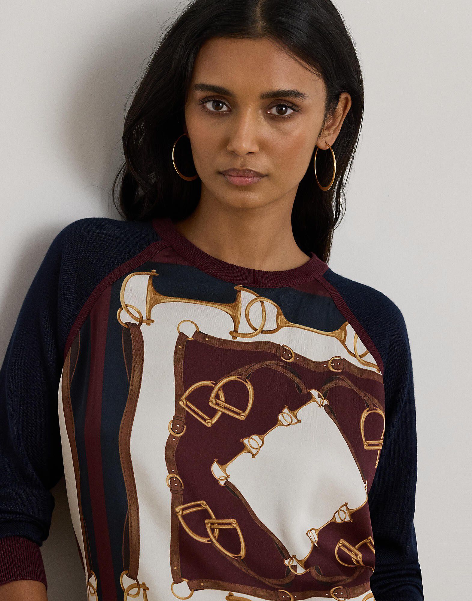 Equestrian-Print Cotton-Blend Sweater