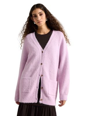 Knitted cardigan with a slightly lo