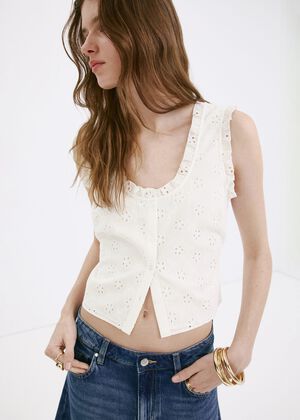 Cotton blouse with broderie anglais