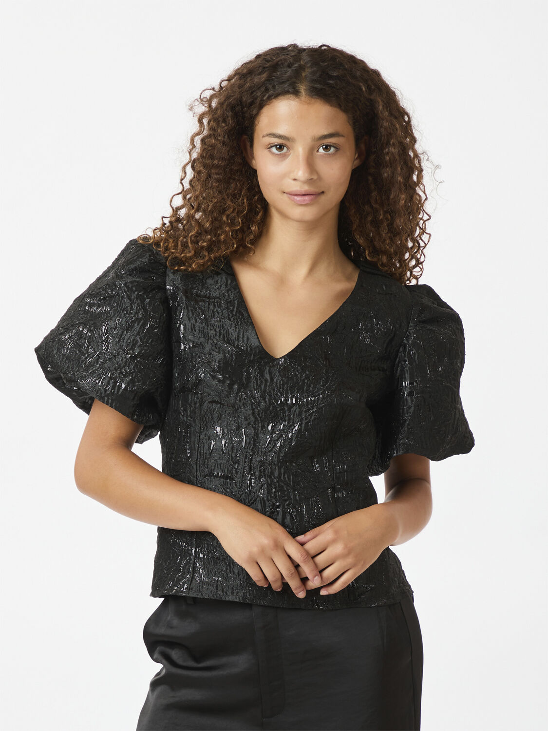 Camia Metallic Brocade Blouse