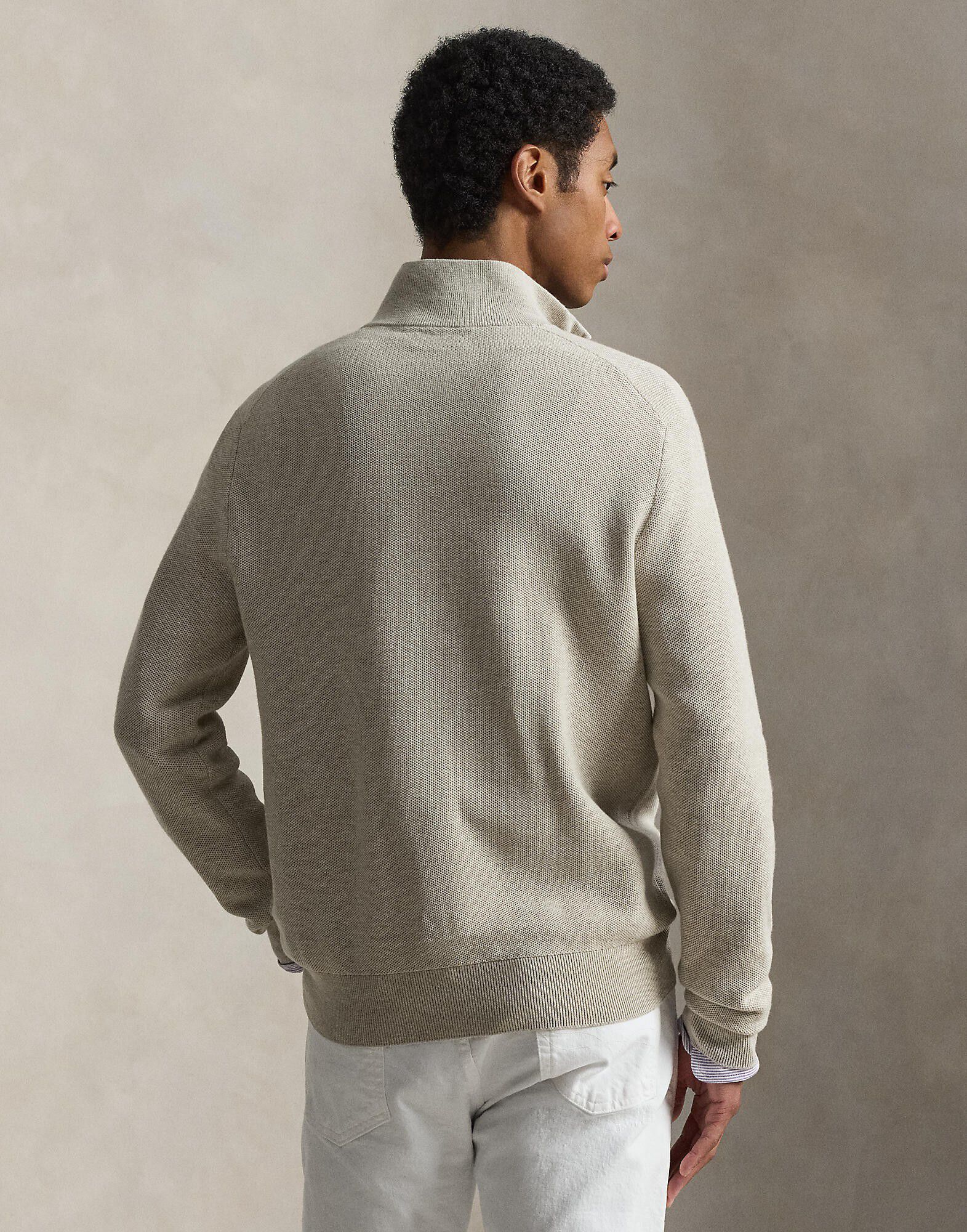 Mesh-Knit Cotton Quarter-Zip Sweater