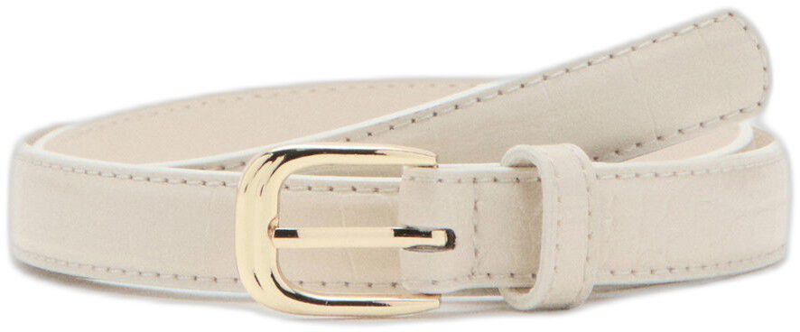 Thin faux crocodile leather belt