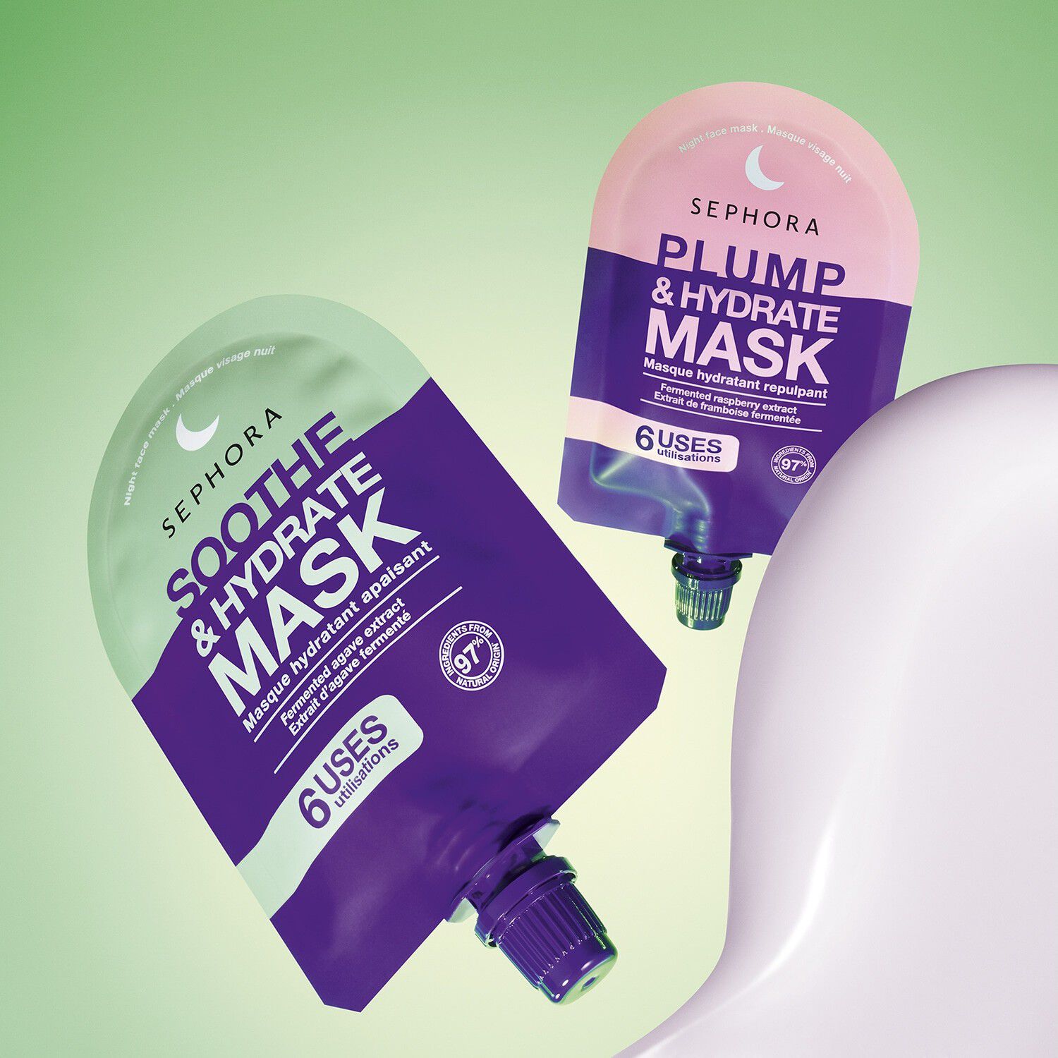 Nattmask f&ouml;r ansikte - &Aring;terfuktande gelkr&auml;m-textur