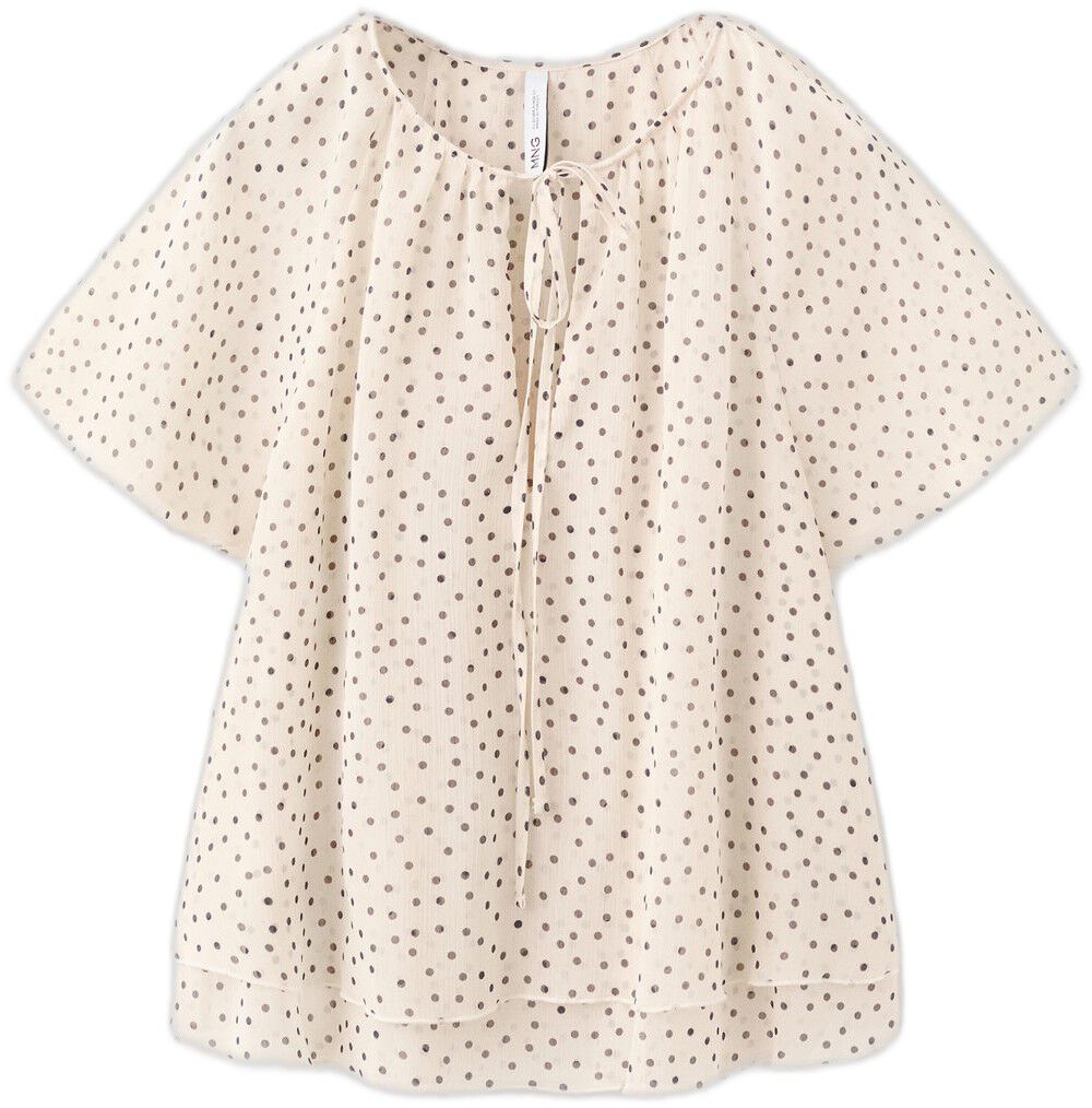Bow polka-dot blouse