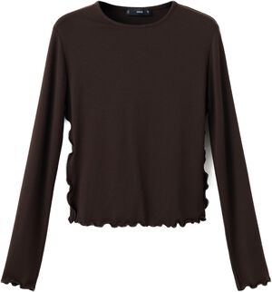 Ribbed T-shirt with scalloped trim