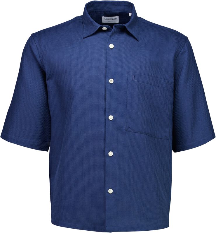 Solid dobby cotton shirt S/S