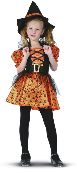 ORANGE HEKSmHAT-BÆLTE160cDRAGT-HAT-BÆLTE 160 CM