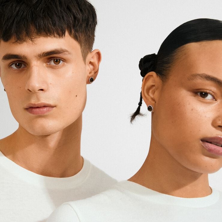 SENSE øreringe sølvbelagt/agat