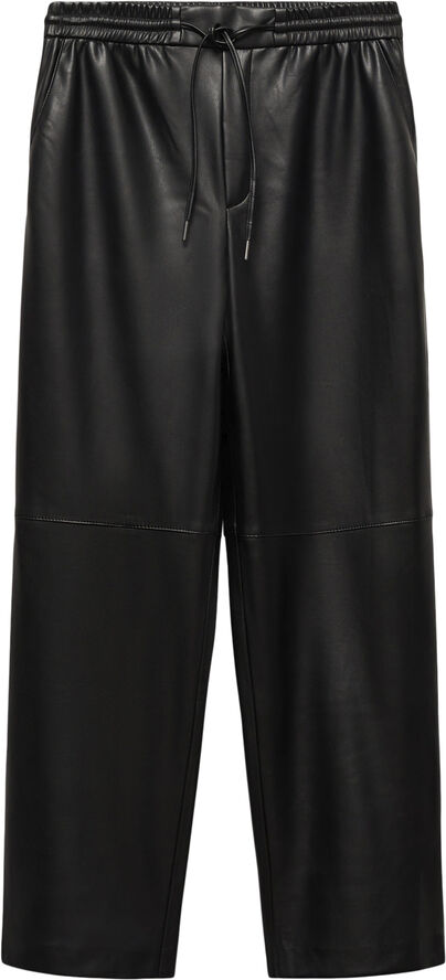 Leather-effect elastic waist trouse
