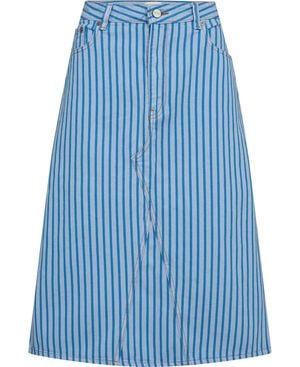 Stripe Denim Midi Skirt