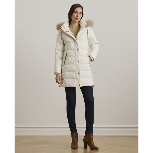 Faux-Fur-Trim Hooded Down Coat