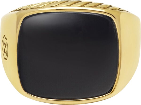 Gentlemen's Gold Signet Ring with Green Agate