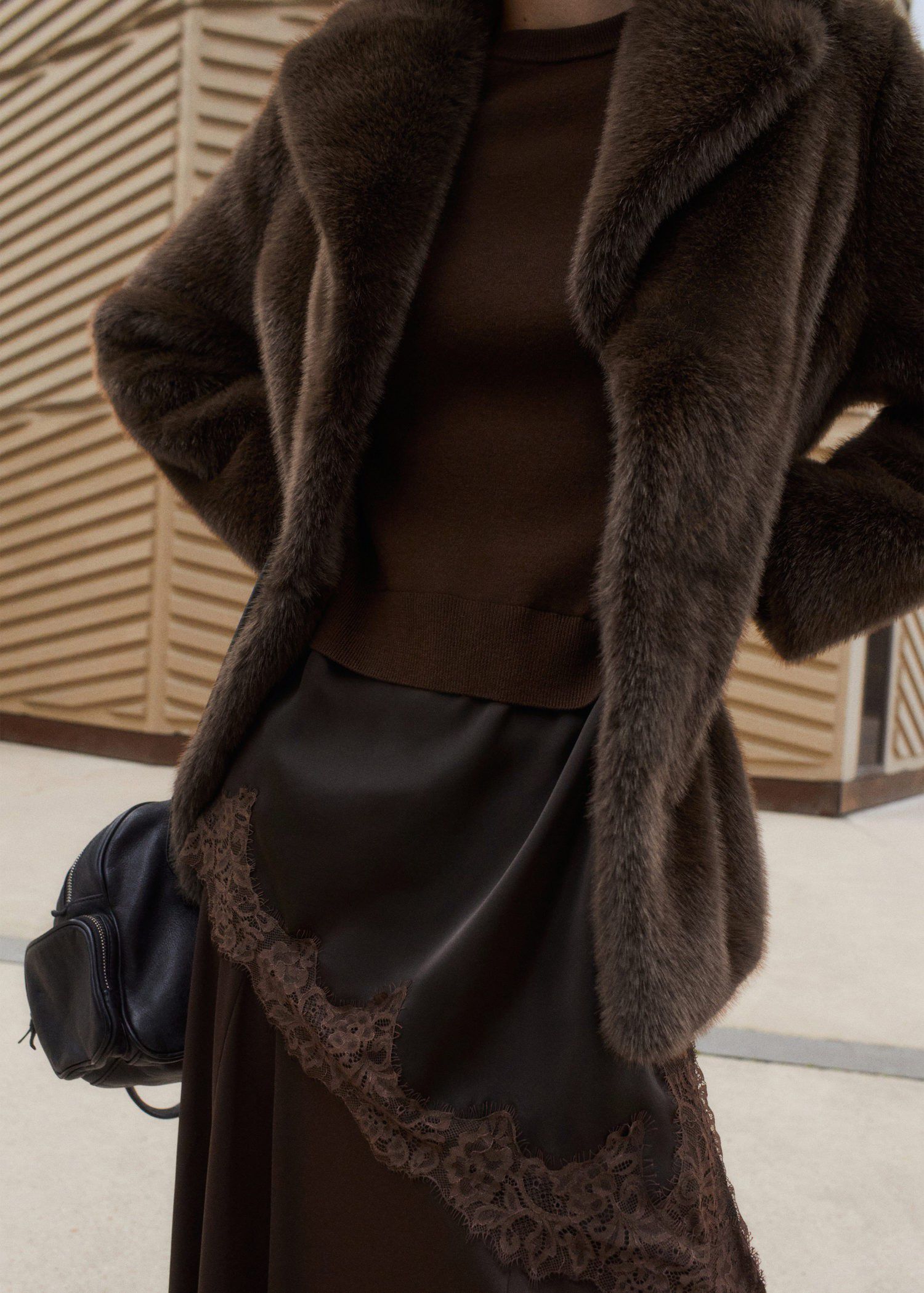 long lace-trimmed sweater