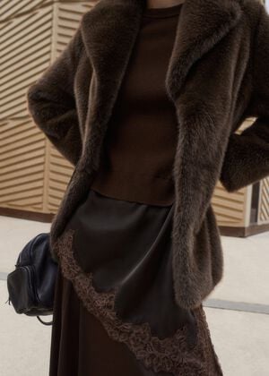 long lace-trimmed sweater