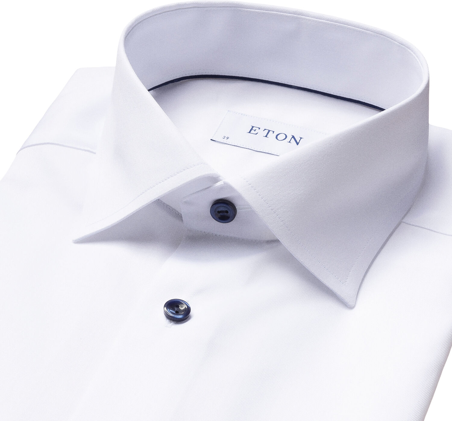 Slim Fit White Signature Twill Shirt - Navy Details