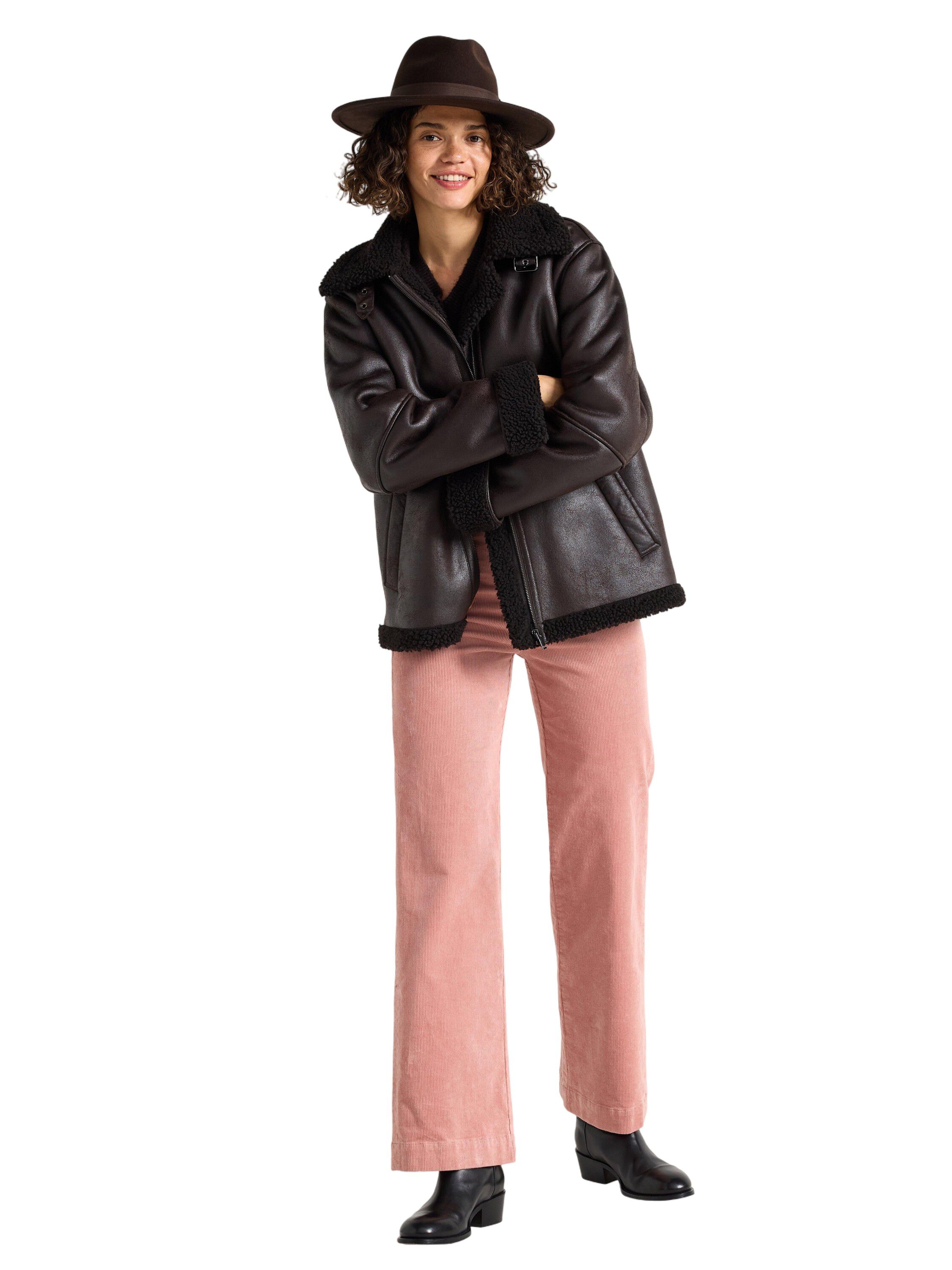 Bukser med h&oslash;y midje i kordfl&oslash;yel m