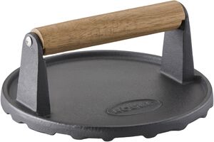 Grillpress 17,7 x 7,5 cm Gjutjärn/valnötträ