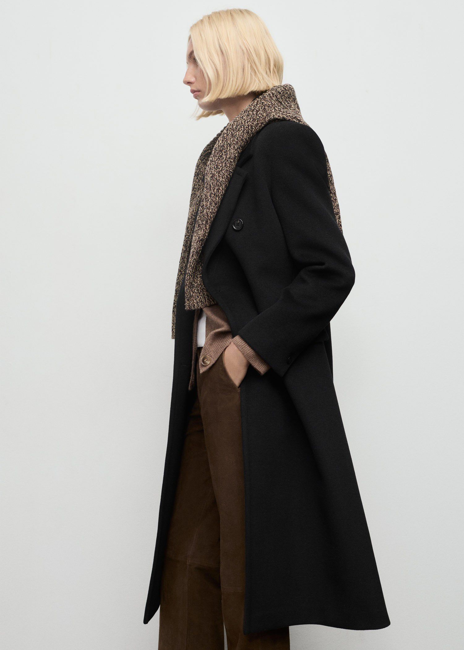 Double-breasted wool coat