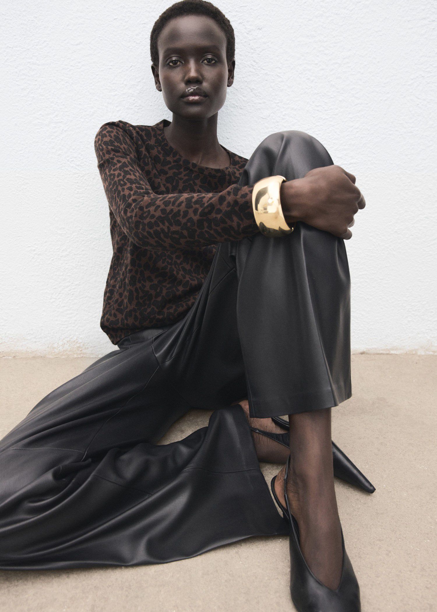 Ribbed leopard-print sweater