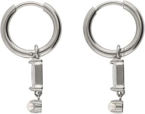 Earring mini hoop square strass pearl