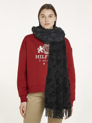 TH MONOGRAM WOOL SCARF