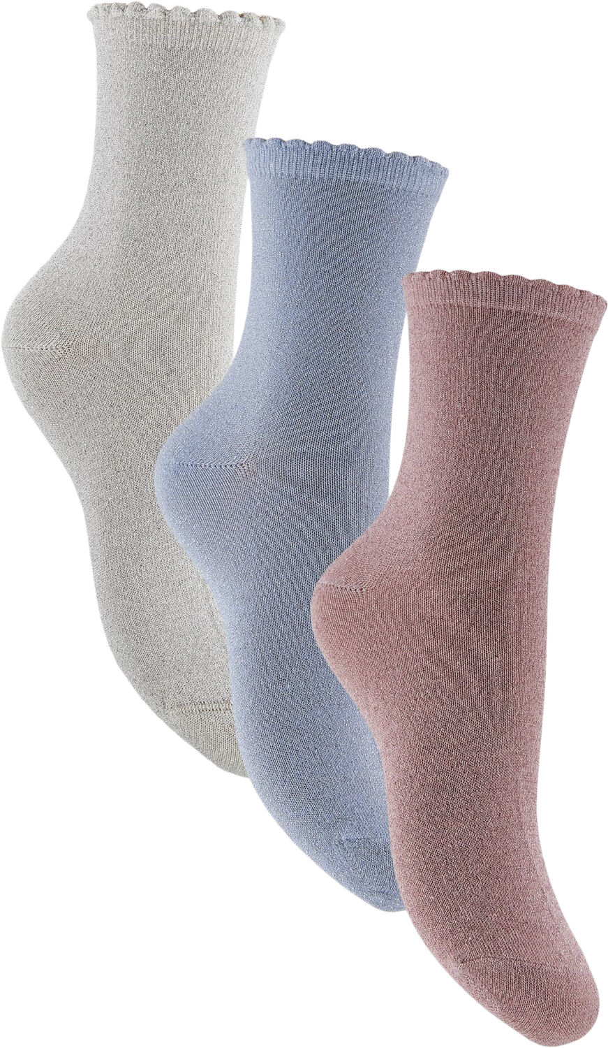 PCSEBBY GLITTER LONG 3-PACK SOCKS N
