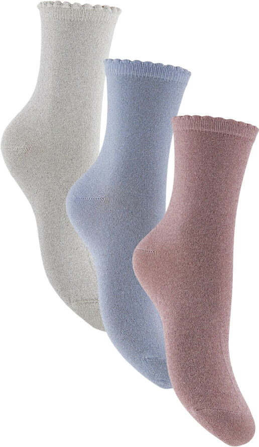 PCSEBBY GLITTER LONG 3-PACK SOCKS N