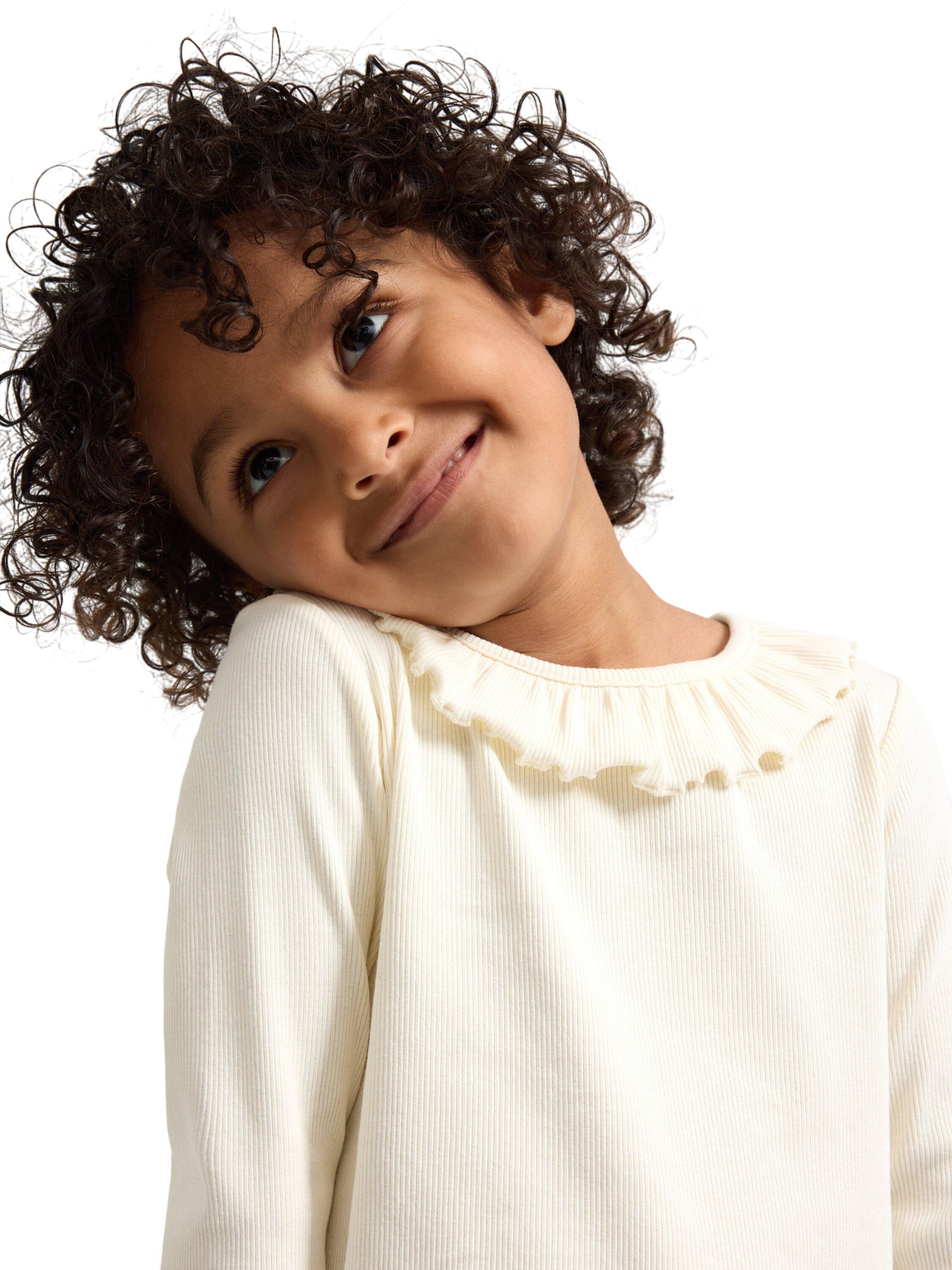 Top ls rib with frill collar