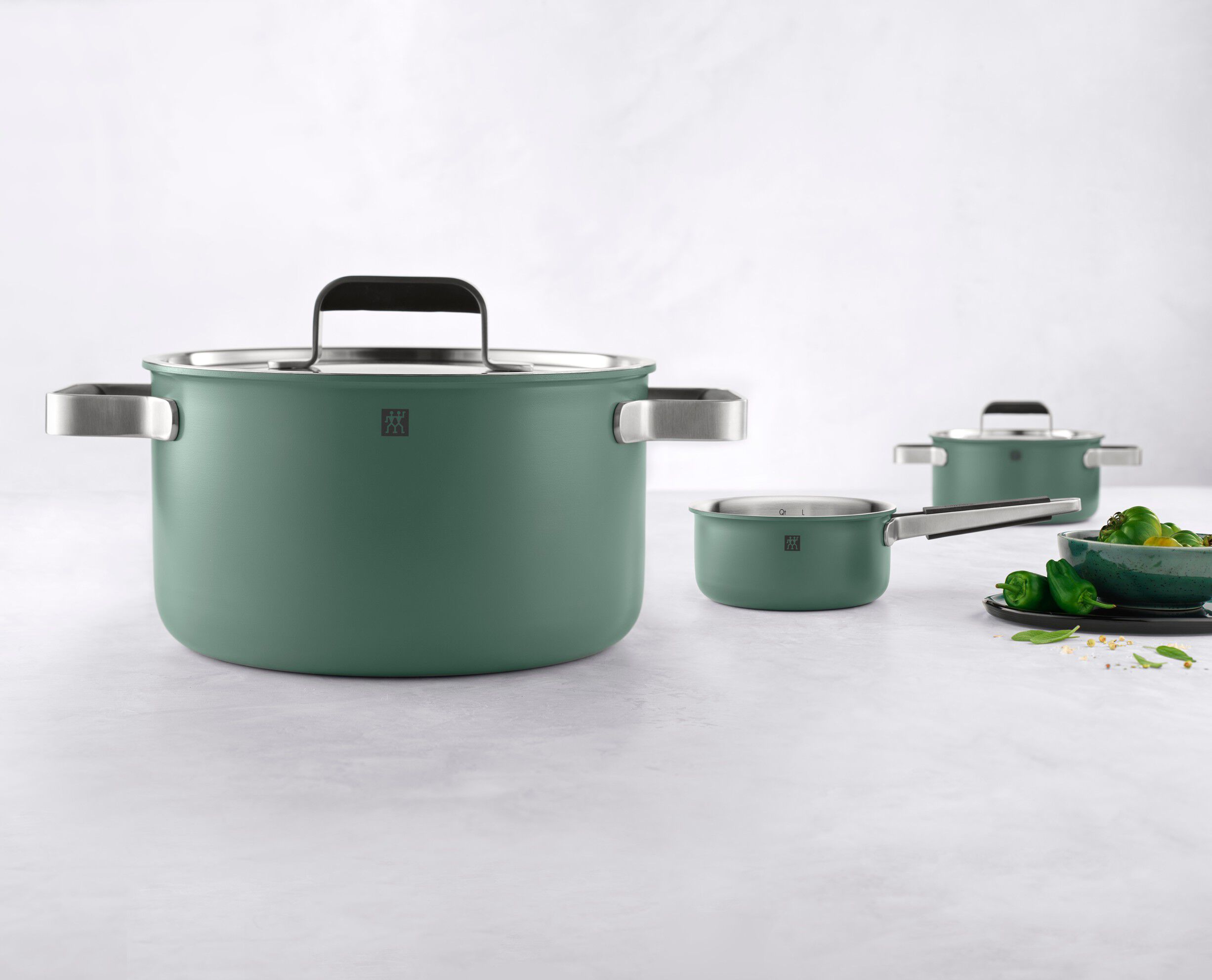 Kastrull & stekpanna set, 3-st, 18/10 Rostfritt st&aring;l