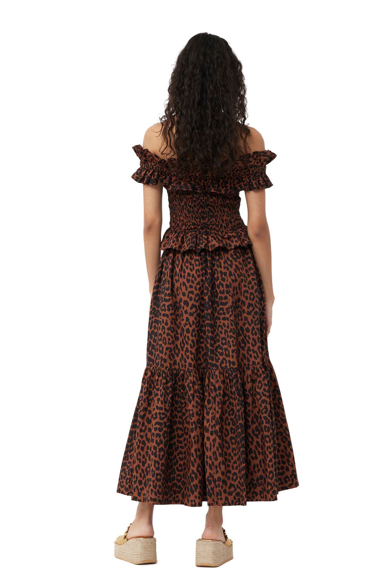 Printed Cotton Off-shoulder Smock T