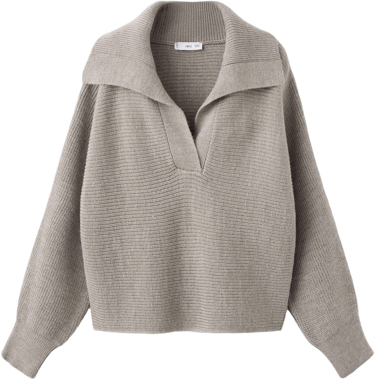 Polo-neck ribbed sweater