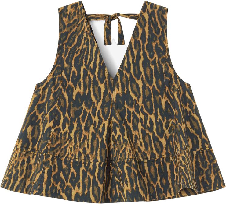 Printed Stretch Cotton A-line Top