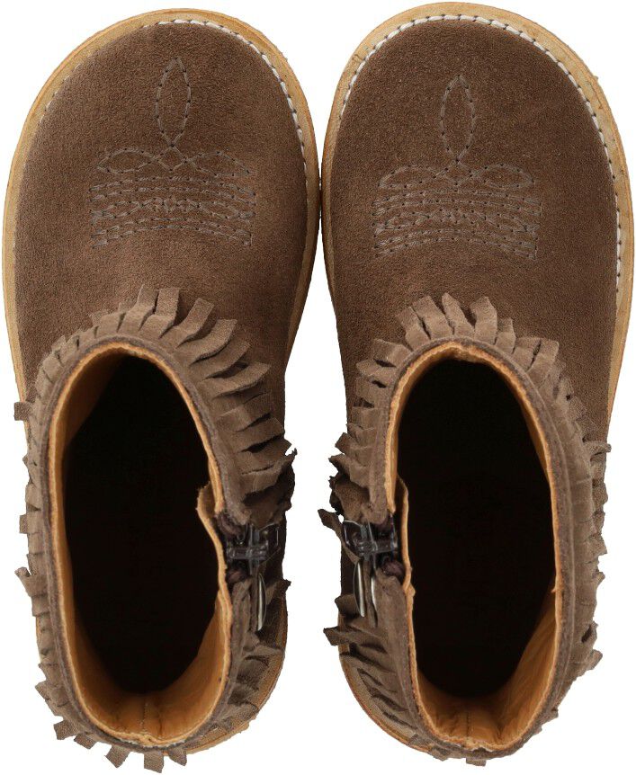 Cowboyst&oslash;vle med frynser og broderi