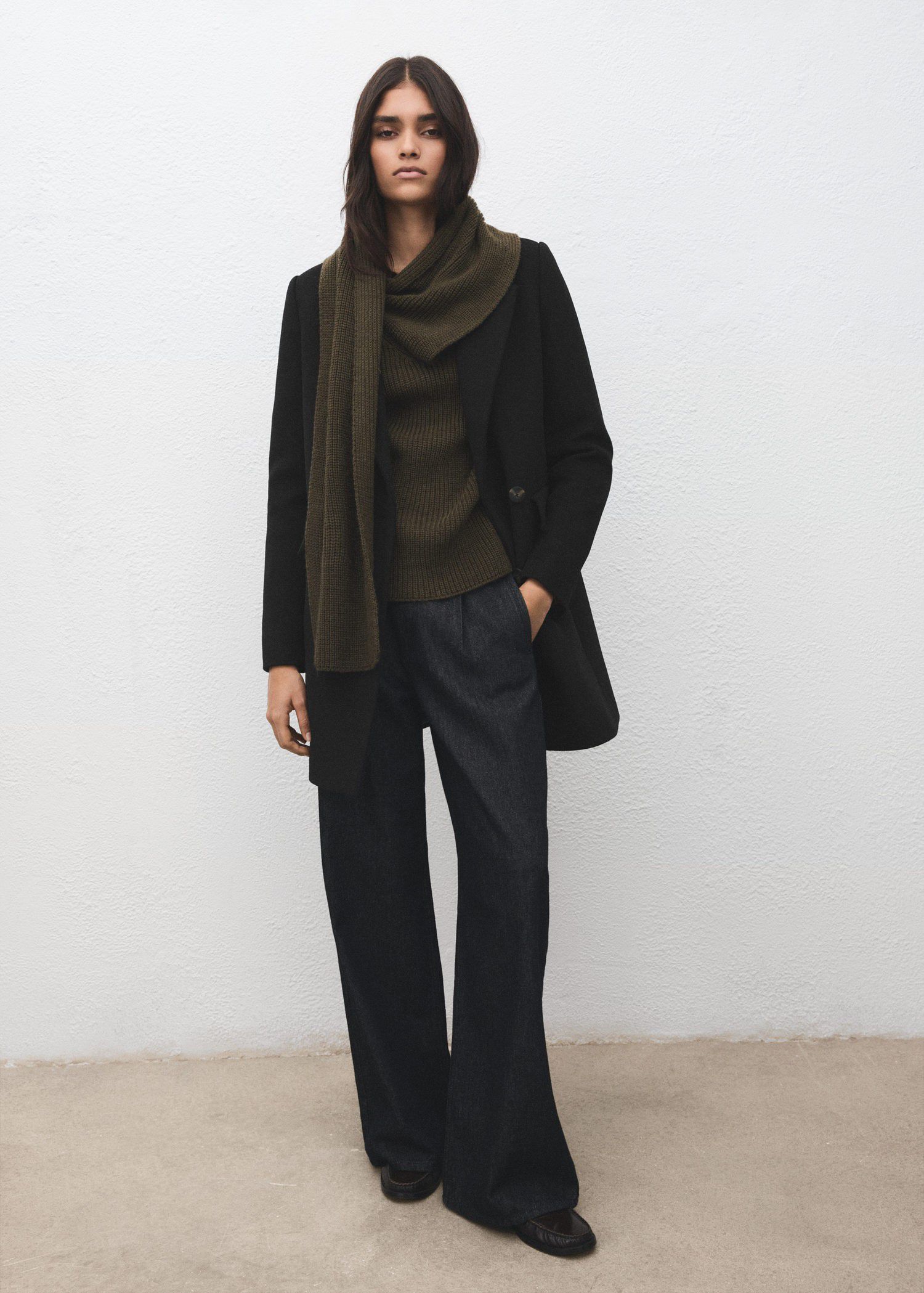 Double-breasted wool blend coat